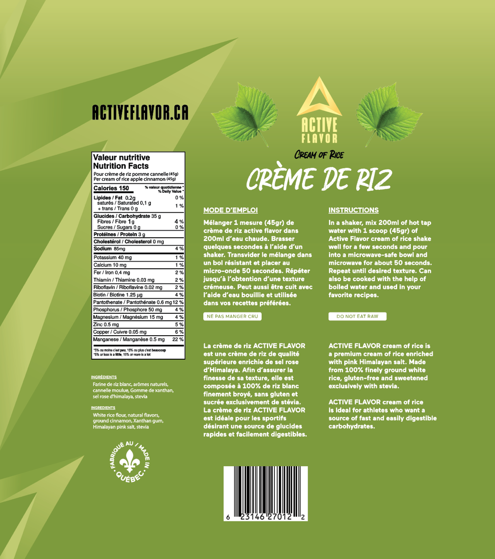 ACTIVE FLAVOR - CRÈME DE RIZ (1,5 kg)